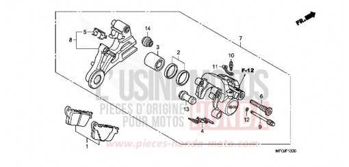 REAR BRAKE CALIPER (CB600F/F3) CB600FA de 2010